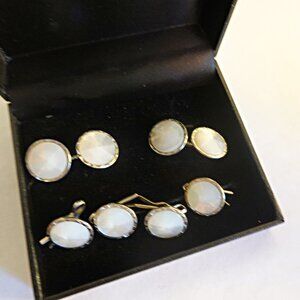 Mother of Pearl Double Side Formal Vintage Cuff Links & Tux  Shirt Studs
